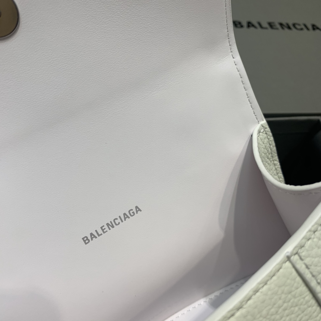 Balenciaga Hourglass XS Handbag Grain Calfskin Shoulder Bag White